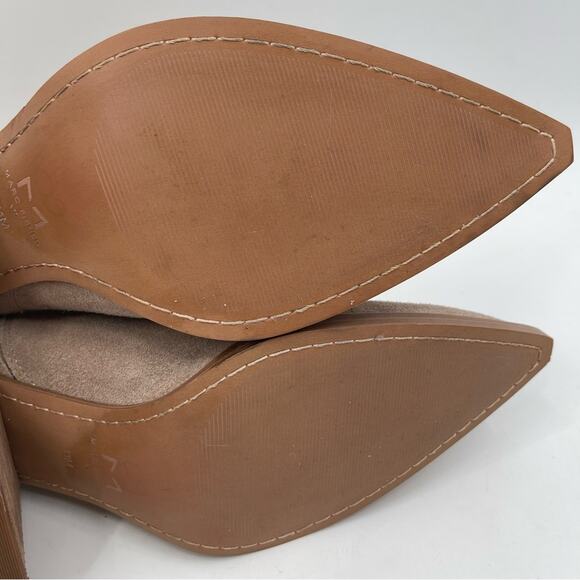 NEW MARC FISHER Boots Oshay Ankle Bootie Dark Walnut Stacked Heel Suede Size 11 - Picture 13 of 15